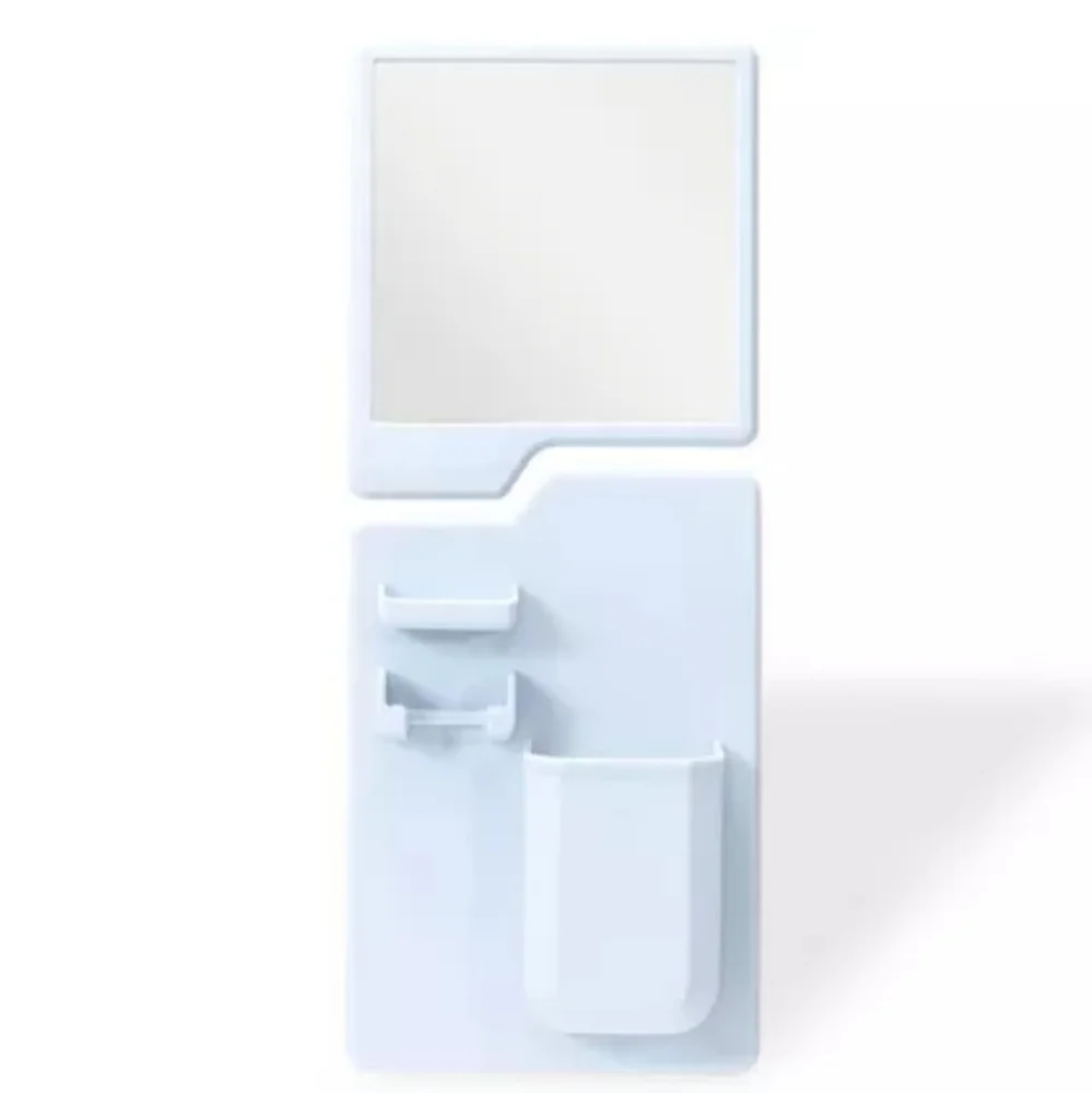 Suction Blue Shower Organizer with Mirror
